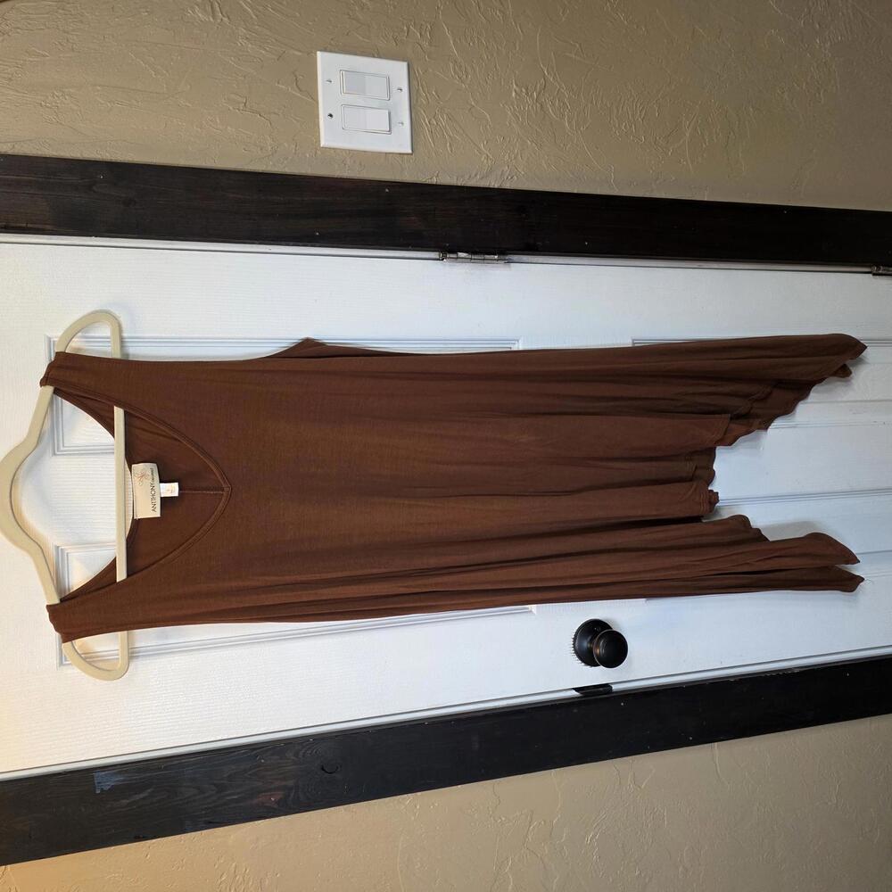 ANTTHONY ORIGINALS Brown Sleeveless Rayon Spandex Dress, Size Large NWOT